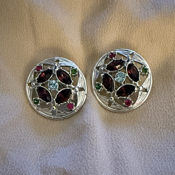 Jewelry - Elegant Silver and Multicolor Gemstone Earrings